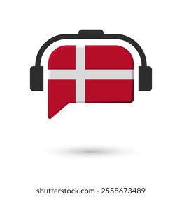 Headphone flag of Denmark. Vector Illustration of flag on white background.