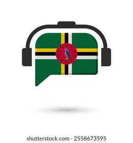 Headphone flag of Dominica. Vector Illustration of flag on white background.