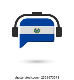 Headphone flag of El Salvador. Vector Illustration of flag on white background.