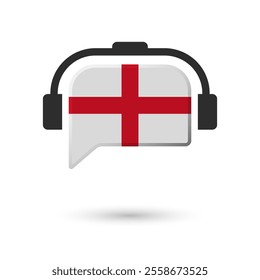 Headphone flag of England. Vector Illustration of flag on white background.