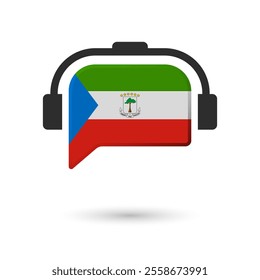 Headphone flag of Equatorial Guinea. Vector Illustration of flag on white background.