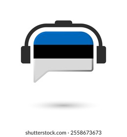 Headphone flag of Estonia. Vector Illustration of flag on white background.