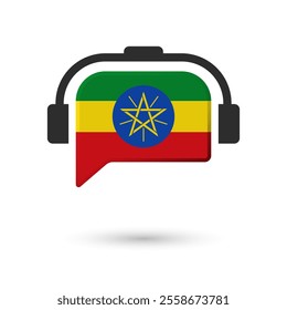 Headphone flag of Ethiopia. Vector Illustration of flag on white background.