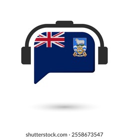 Headphone flag of Falkland Islands. Vector Illustration of flag on white background.