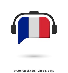 Headphone flag of French. Vector Illustration of flag on white background.