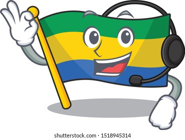 With headphone flag gabon stored in drawer character