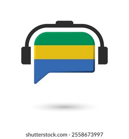 Headphone flag of Gabon. Vector Illustration of flag on white background.