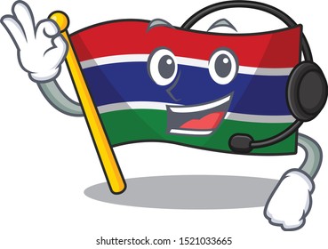 With headphone flag gambia placed in mascot drawer