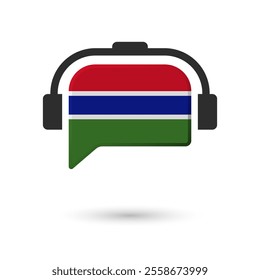 Headphone flag of Gambia. Vector Illustration of flag on white background.