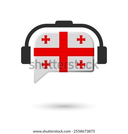 Headphone flag of Georgia. Vector Illustration of flag on white background.