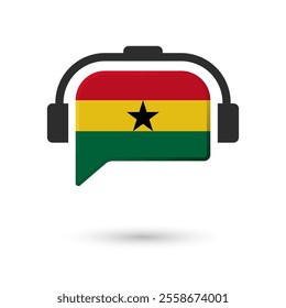 Headphone flag of Ghana. Vector Illustration of flag on white background.