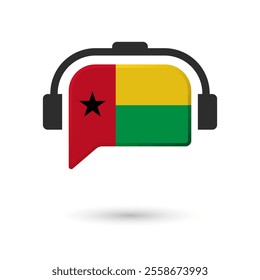 Headphone flag of Guinea Bissau. Vector Illustration of flag on white background.