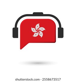 Headphone flag of Hongkong. Vector Illustration of flag on white background.