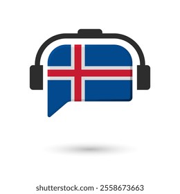 Headphone flag of Iceland. Vector Illustration of flag on white background.
