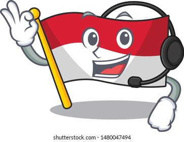 With headphone flag indonesia isolated in the mascot