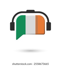 Headphone flag of Ireland. Vector Illustration of flag on white background.