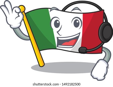 With headphone flag italy is placed the cartoon cupboard