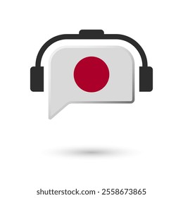 Headphone flag of Japan. Vector Illustration of flag on white background.