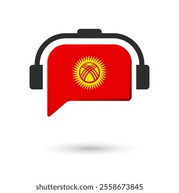 Headphone flag of Kyrgyzstan. Vector Illustration of flag on white background.