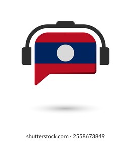 Headphone flag of Laos. Vector Illustration of flag on white background.
