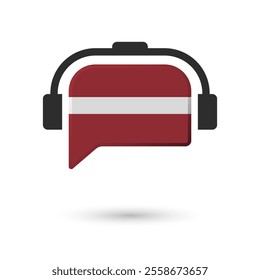 Headphone flag of Latvia. Vector Illustration of flag on white background.