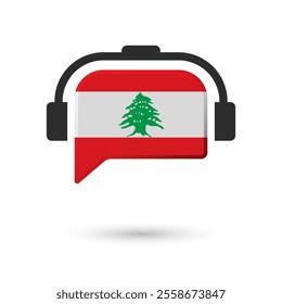 Headphone flag of Lebanese. Vector Illustration of flag on white background.