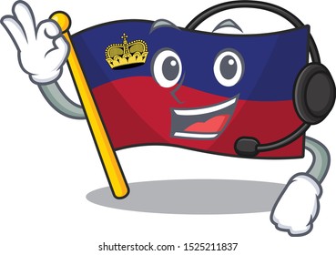 With headphone flag liechtenstein in the cartoon shape