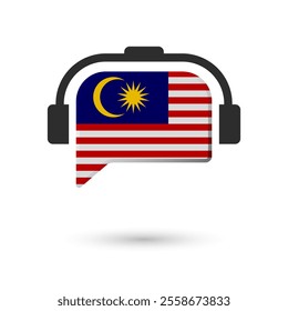 Headphone flag of Malaysia. Vector Illustration of flag on white background.