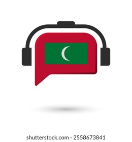 Headphone flag of Maldives. Vector Illustration of flag on white background.