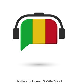 Headphone flag of Mali. Vector Illustration of flag on white background.