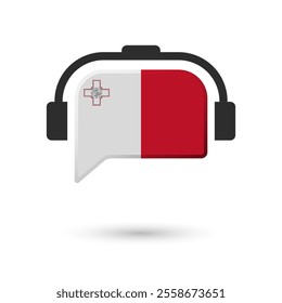 Headphone flag of Malta. Vector Illustration of flag on white background.