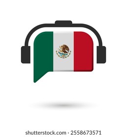 Headphone flag of Mexico. Vector Illustration of flag on white background.