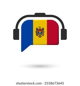 Headphone flag of Moldova. Vector Illustration of flag on white background.