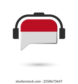 Headphone flag of Monaco. Vector Illustration of flag on white background.