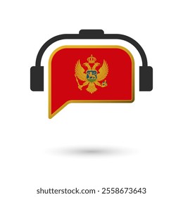 Headphone flag of Montenegro. Vector Illustration of flag on white background.