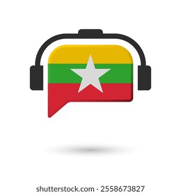 Headphone flag of Myanmar. Vector Illustration of flag on white background.
