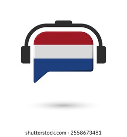 Headphone flag of Netherlands. Vector Illustration of flag on white background.