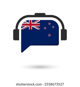 Headphone flag of New Zealand. Vector Illustration of flag on white background.