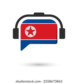 Headphone flag of North Korea. Vector Illustration of flag on white background.