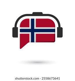 Headphone flag of Norway. Vector Illustration of flag on white background.