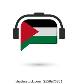 Headphone flag of Palestine. Vector Illustration of flag on white background.