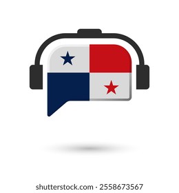Headphone flag of Panama. Vector Illustration of flag on white background.
