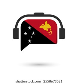 Headphone flag of Papua New Guinea. Vector Illustration of flag on white background.