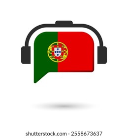Headphone flag of Portugal. Vector Illustration of flag on white background.