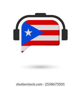 Headphone flag of Puerto Rico. Vector Illustration of flag on white background.