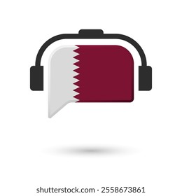 Headphone flag of Qatar. Vector Illustration of flag on white background.