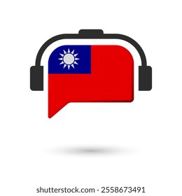 Headphone flag of Republic of China. Vector Illustration of flag on white background.