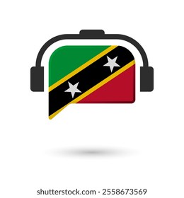 Headphone flag of Saint Kitts and Nevis. Vector Illustration of flag on white background.