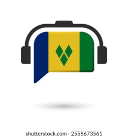 Headphone flag of Saint Vincent and the Grenadines. Vector Illustration of flag on white background.