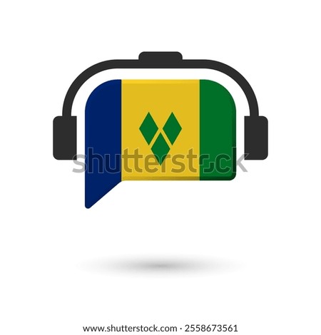 Headphone flag of Saint Vincent and the Grenadines. Vector Illustration of flag on white background.